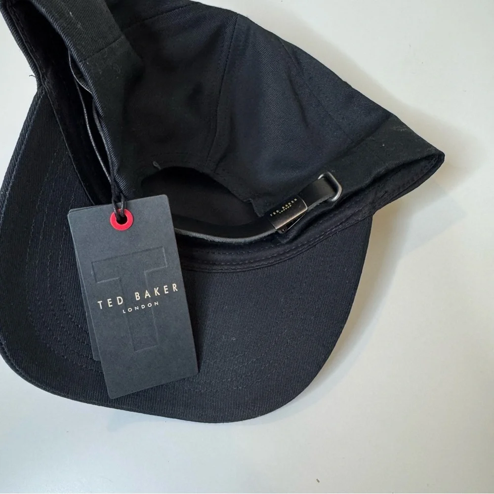 Ted Baker London Baseball Cap Black Cotton Hat Adult S/M Leather Strap